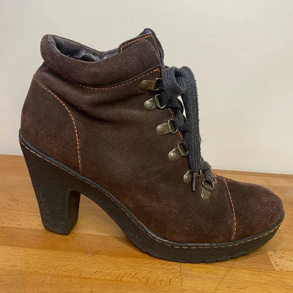 BOC Born Brown Concept Women Chunky Boots Lace Up Suede 8us - Picture 13 of 13